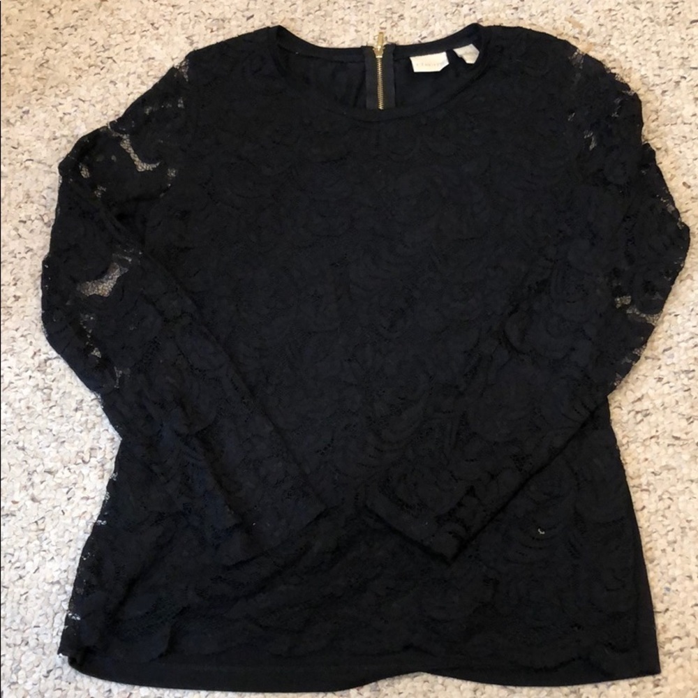 Women’s black lace long sleeved shirt